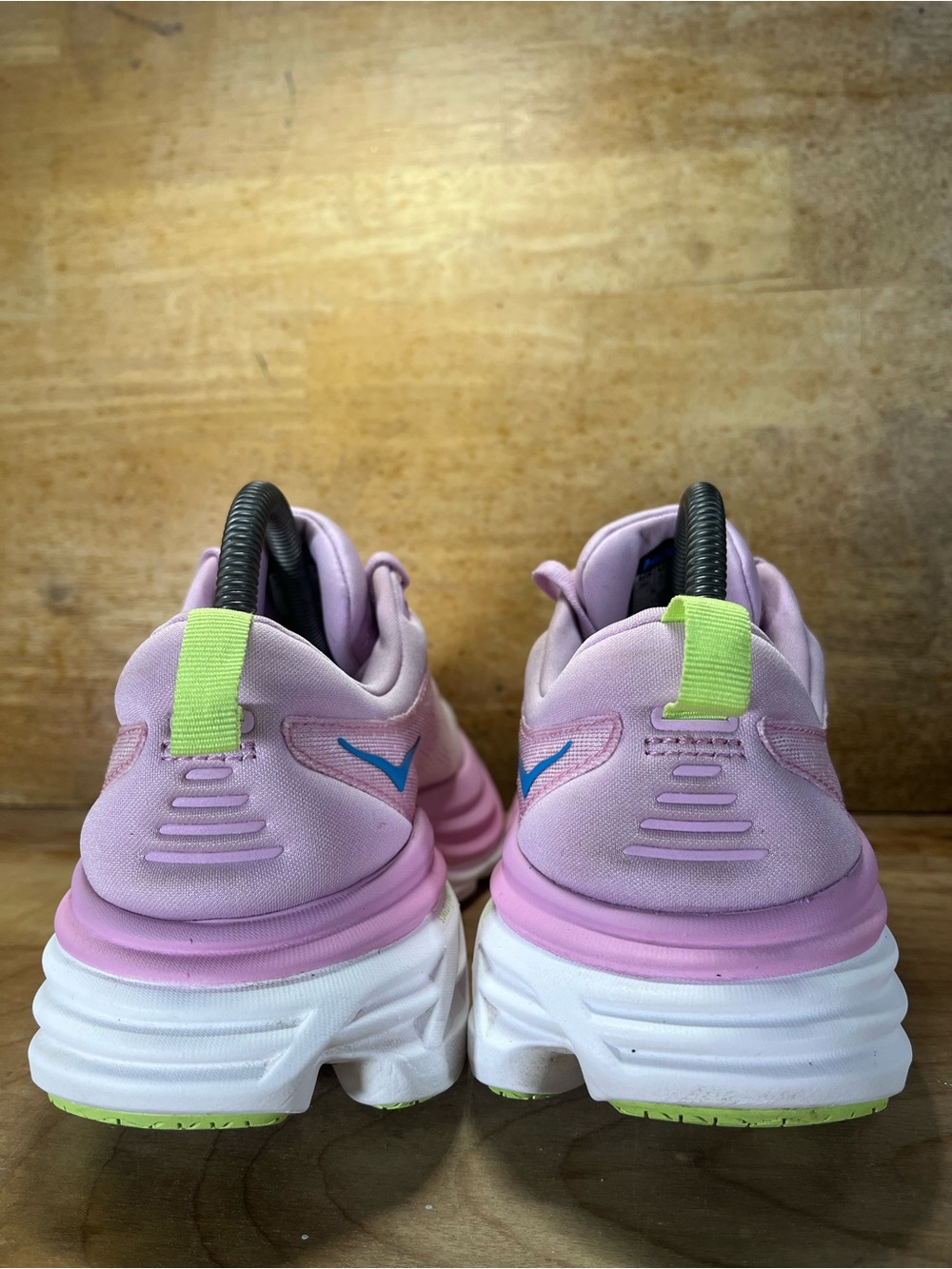 Hoka One One Bondi 8 REFLECTIVE Womens Size 8 Running Shoes Sneakers Pink Blue - Picture 6 of 13